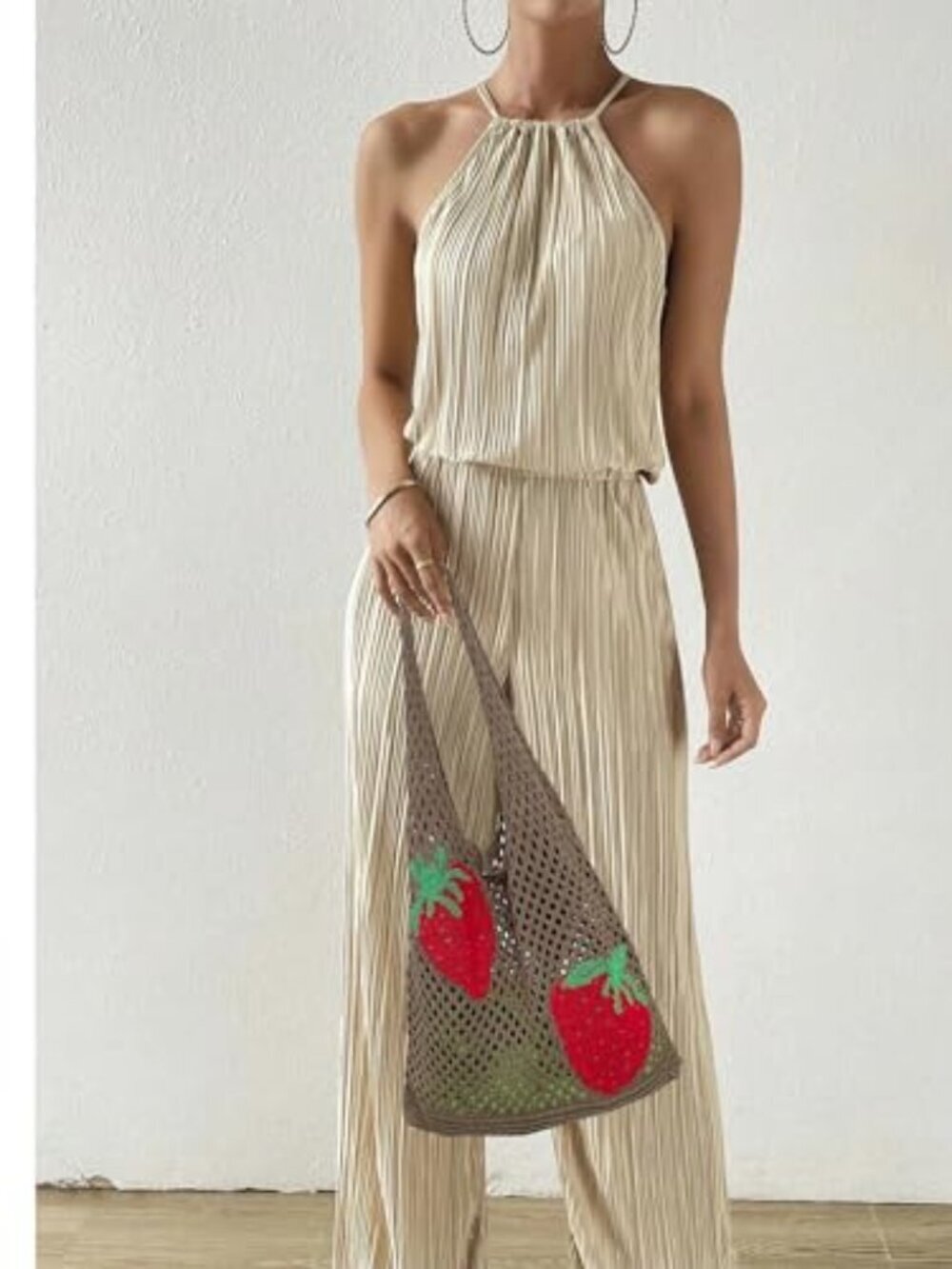Cute Strawberry Pattern Tote Bag Crochet Tote Bag Shoulder Bag
